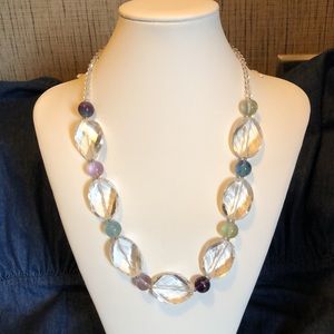 NIB LEE SANDS CRYSTAL QUARTZ & FLUORITE NECKLACE